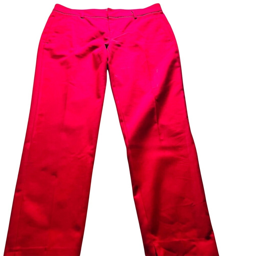 ZARA Dress Pants Womens Size 8 Hot Pink Straight Leg High Rise Stretch